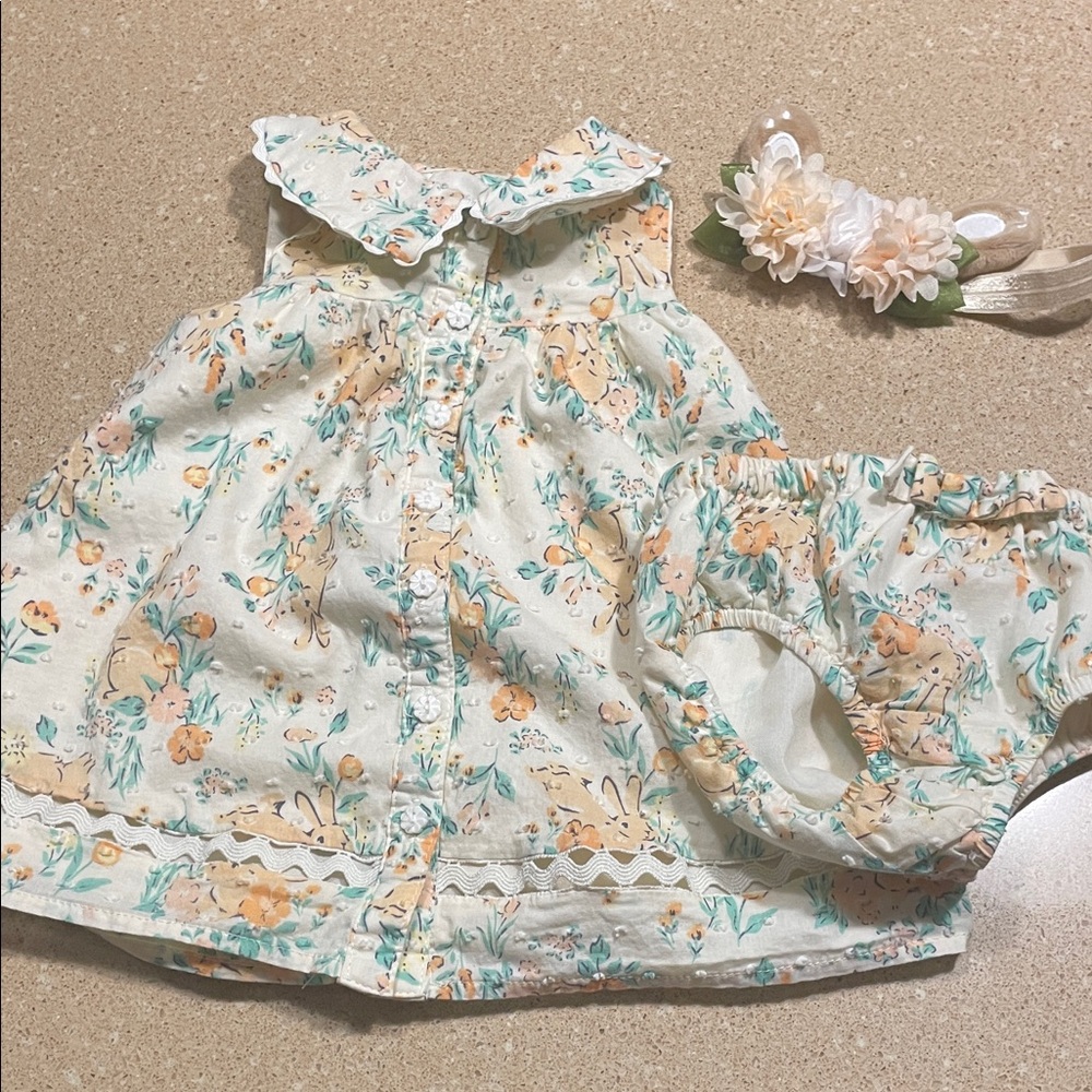 Haute Hippie Infant Cream and Orange Floral Set